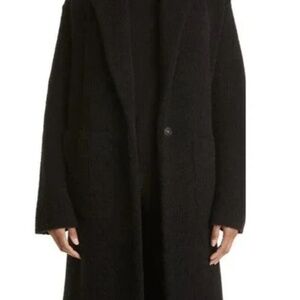 VINCE Size S Merino Wool Blend Longline Cardigan Coat in Black
